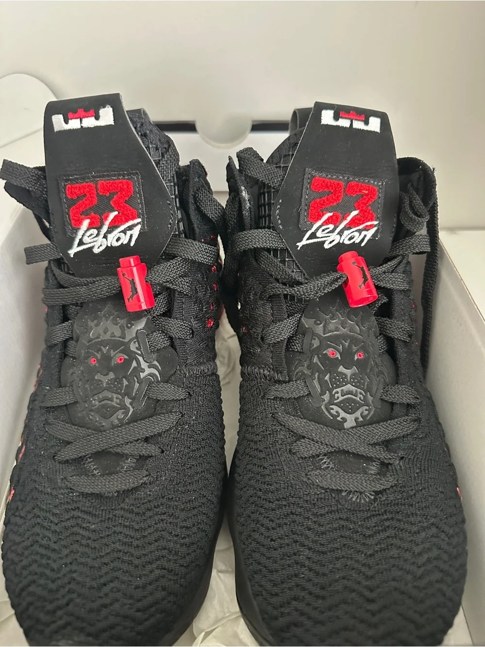 Nike Kids Black and Red Knit Basketball Sneakers LeBron XVII